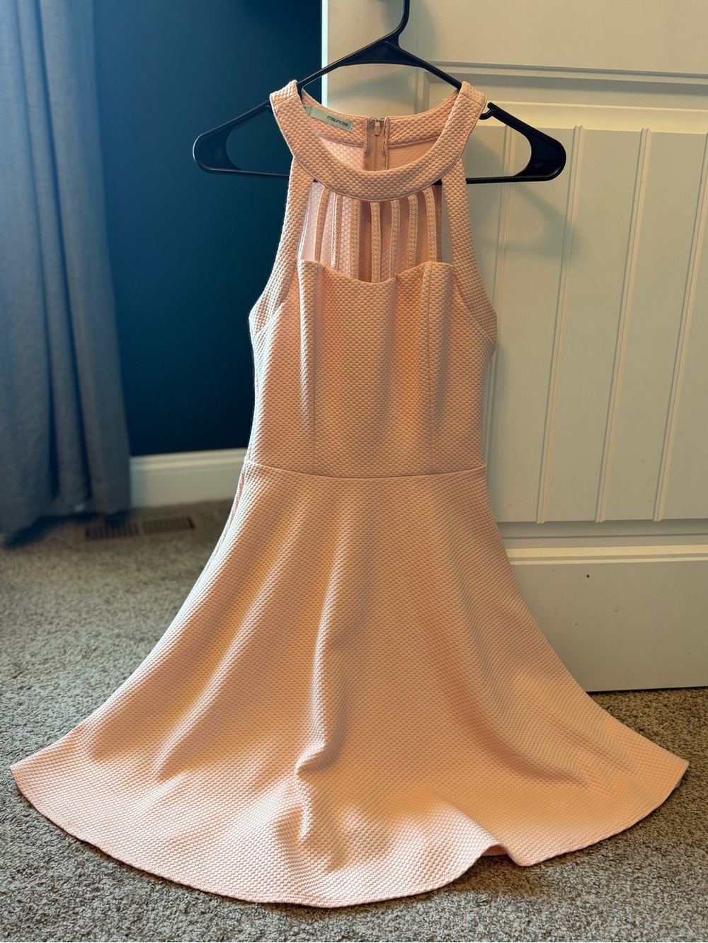 Maurices Soft Blush Pink Textured Halter Dress